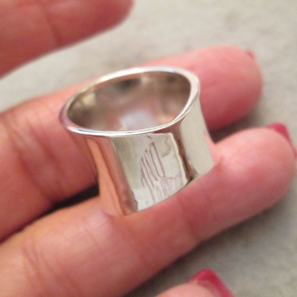 Sterling Silver Concave WIDE Cigar Band Ring,wide band,925 ring,wedding band - Picture 8 of 9